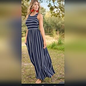 Venus Striped Casual Maxi Dress